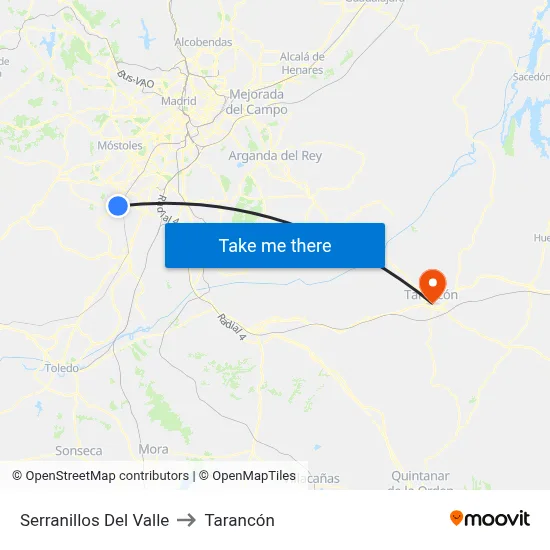 Serranillos Del Valle to Tarancón map