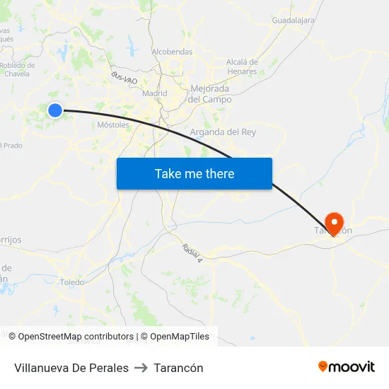 Villanueva De Perales to Tarancón map