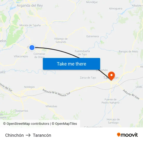 Chinchón to Tarancón map