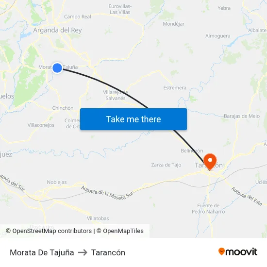Morata De Tajuña to Tarancón map