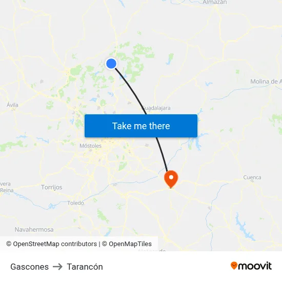 Gascones to Tarancón map