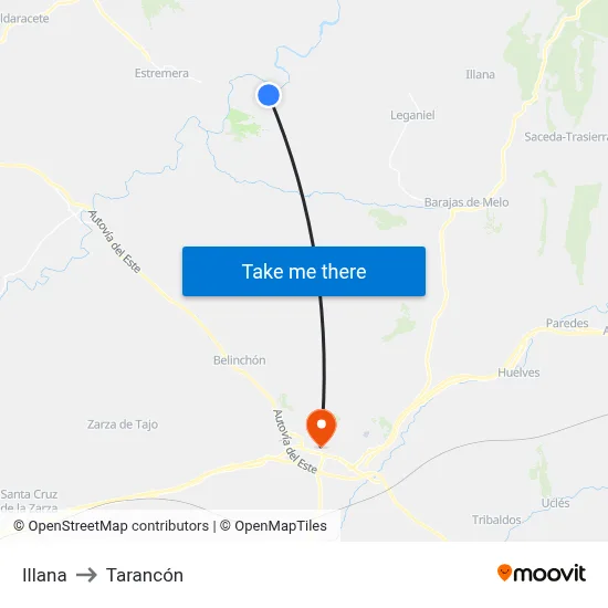 Illana to Tarancón map