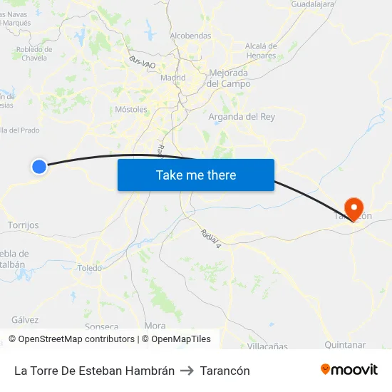La Torre De Esteban Hambrán to Tarancón map