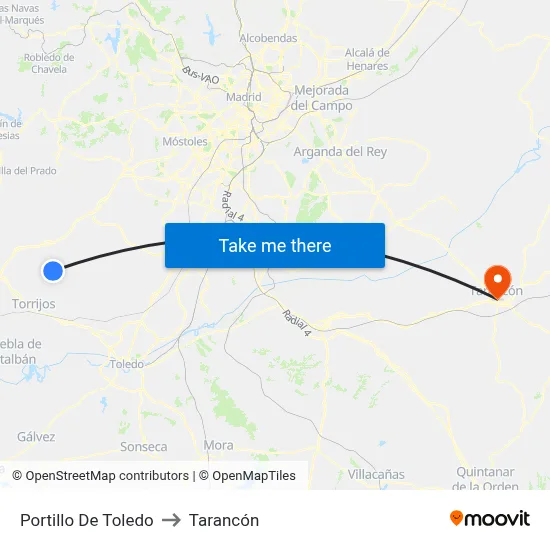 Portillo De Toledo to Tarancón map