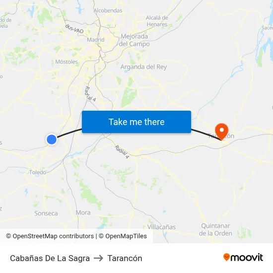 Cabañas De La Sagra to Tarancón map