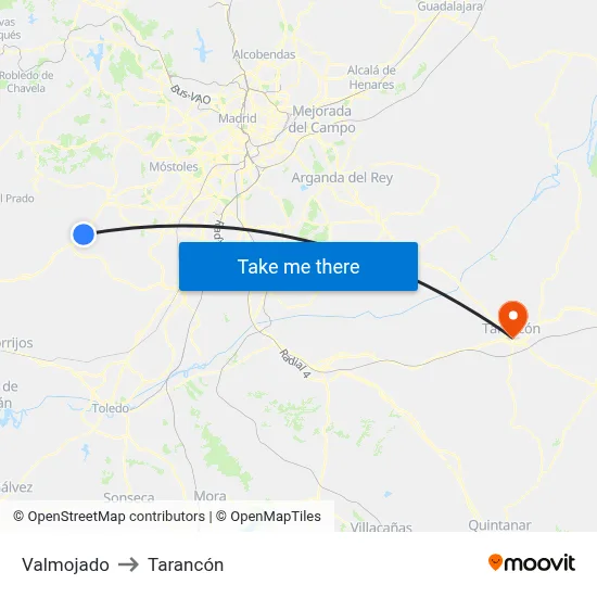 Valmojado to Tarancón map