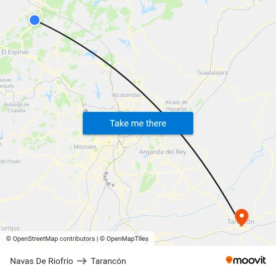 Navas De Riofrío to Tarancón map