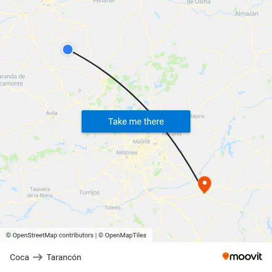 Coca to Tarancón map