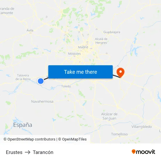 Erustes to Tarancón map