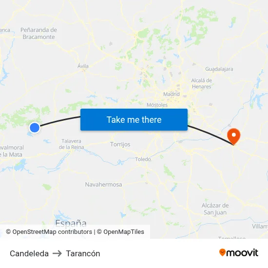 Candeleda to Tarancón map