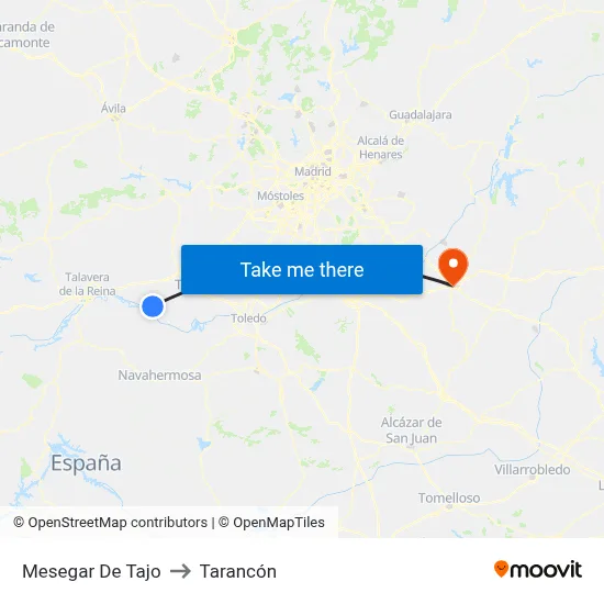 Mesegar De Tajo to Tarancón map