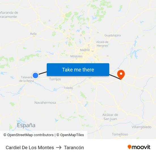 Cardiel De Los Montes to Tarancón map
