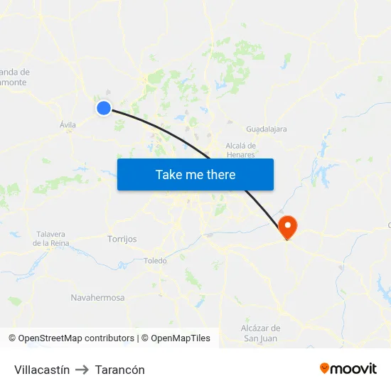 Villacastín to Tarancón map