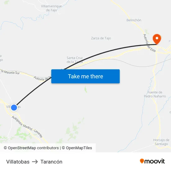 Villatobas to Tarancón map