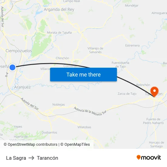 La Sagra to Tarancón map