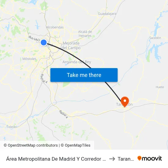 Área Metropolitana De Madrid Y Corredor Del Henares to Tarancón map