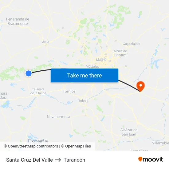 Santa Cruz Del Valle to Tarancón map