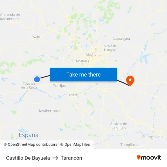 Castillo De Bayuela to Tarancón map