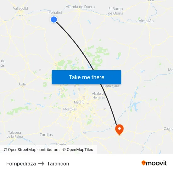 Fompedraza to Tarancón map