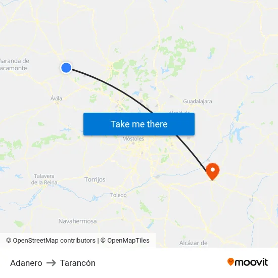 Adanero to Tarancón map