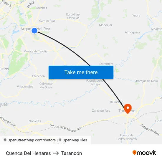 Cuenca Del Henares to Tarancón map