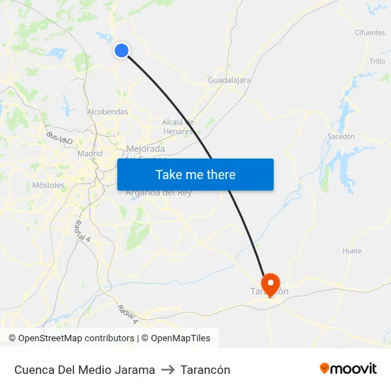 Cuenca Del Medio Jarama to Tarancón map