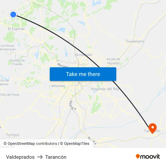 Valdeprados to Tarancón map