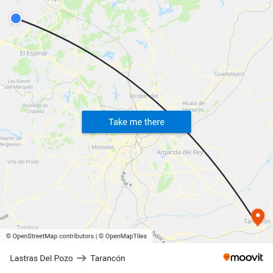 Lastras Del Pozo to Tarancón map