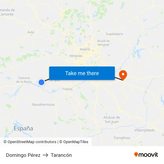 Domingo Pérez to Tarancón map