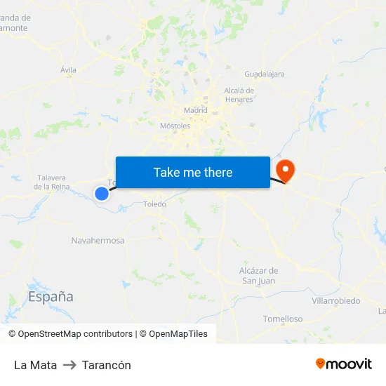 La Mata to Tarancón map