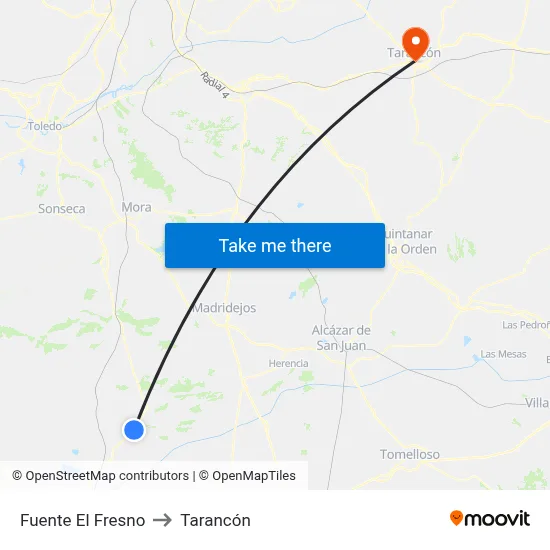 Fuente El Fresno to Tarancón map