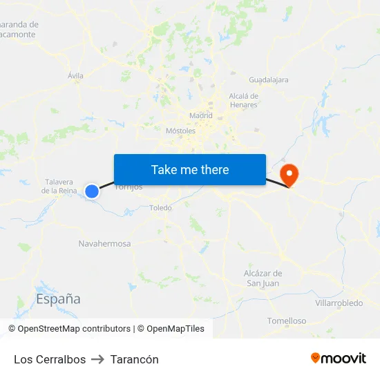 Los Cerralbos to Tarancón map
