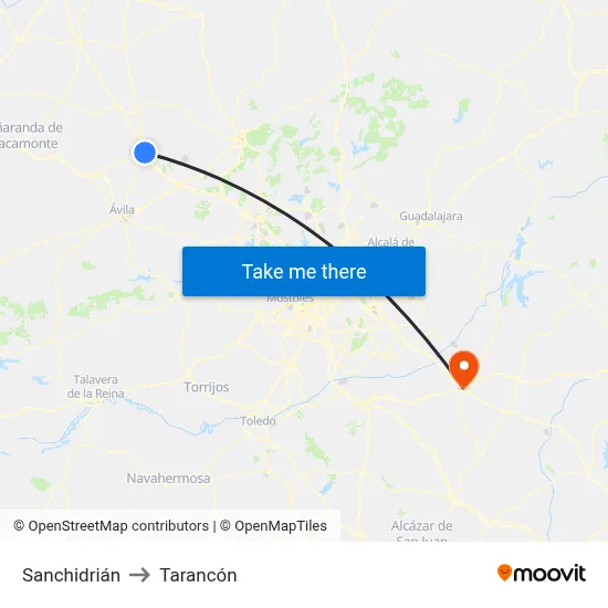 Sanchidrián to Tarancón map