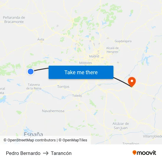 Pedro Bernardo to Tarancón map