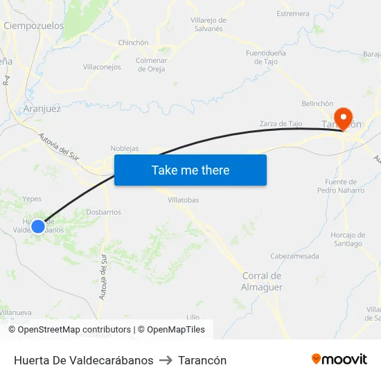 Huerta De Valdecarábanos to Tarancón map
