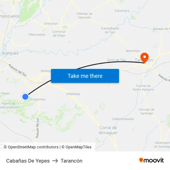 Cabañas De Yepes to Tarancón map
