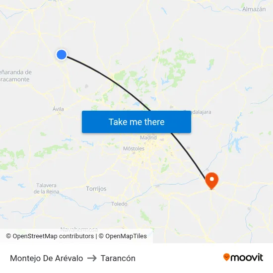 Montejo De Arévalo to Tarancón map