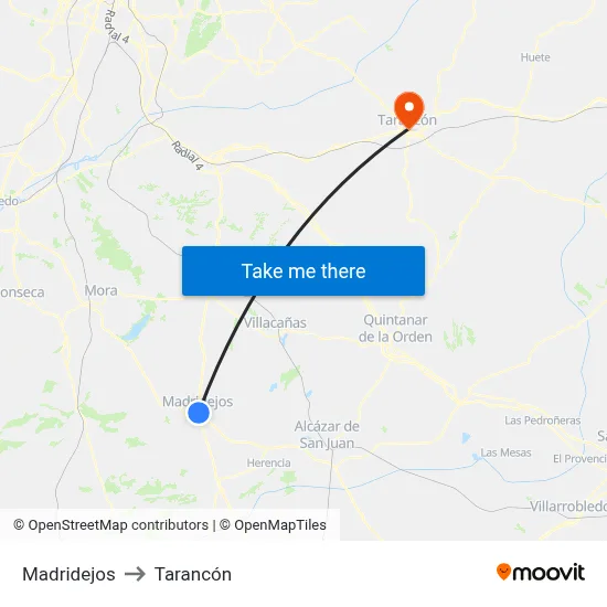 Madridejos to Tarancón map