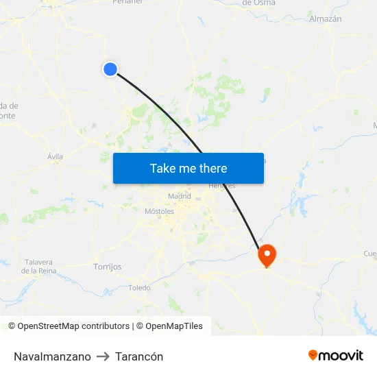 Navalmanzano to Tarancón map