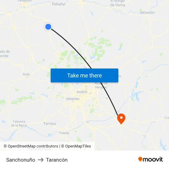 Sanchonuño to Tarancón map