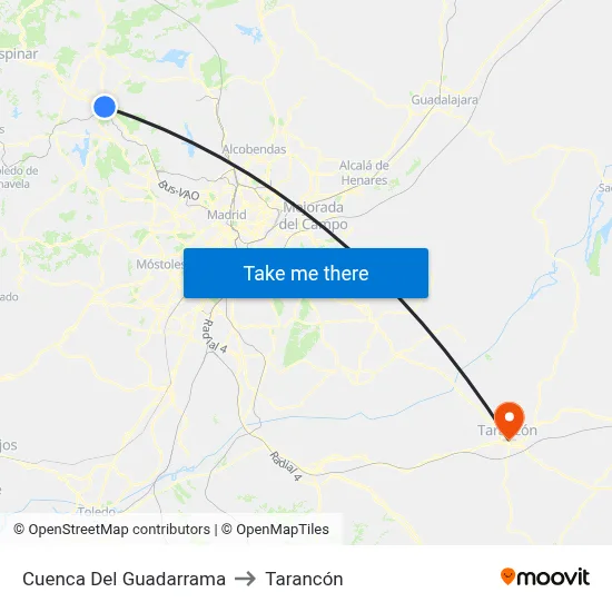 Cuenca Del Guadarrama to Tarancón map