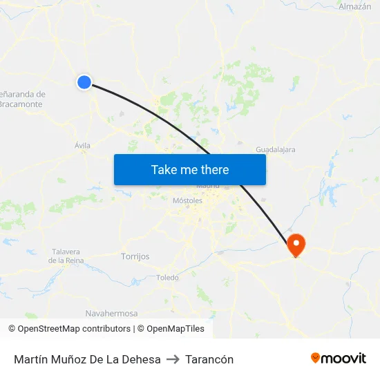 Martín Muñoz De La Dehesa to Tarancón map