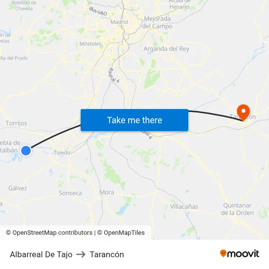 Albarreal De Tajo to Tarancón map