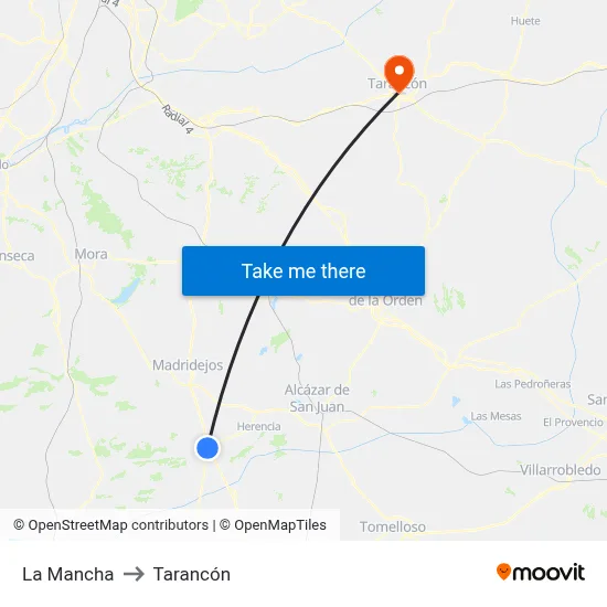 La Mancha to Tarancón map