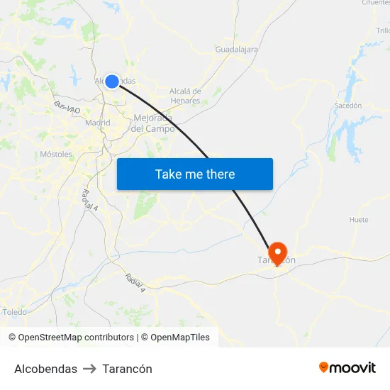 Alcobendas to Tarancón map