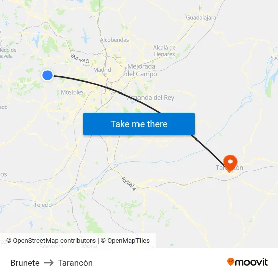 Brunete to Tarancón map