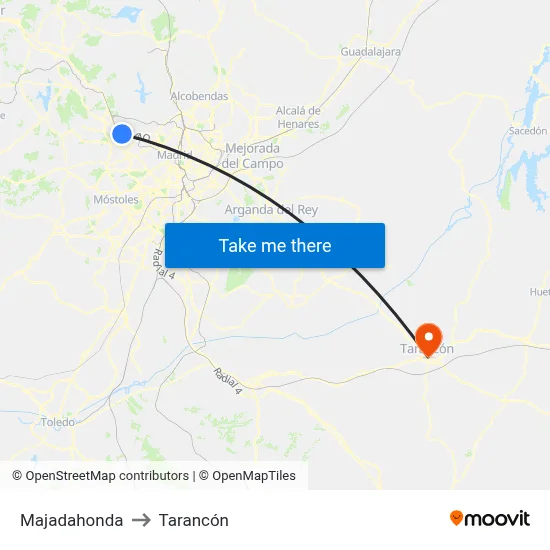 Majadahonda to Tarancón map