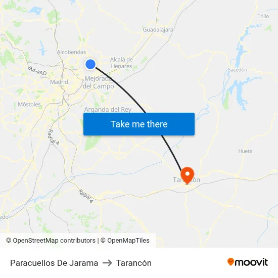 Paracuellos De Jarama to Tarancón map
