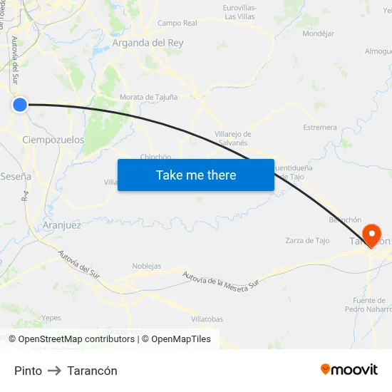 Pinto to Tarancón map