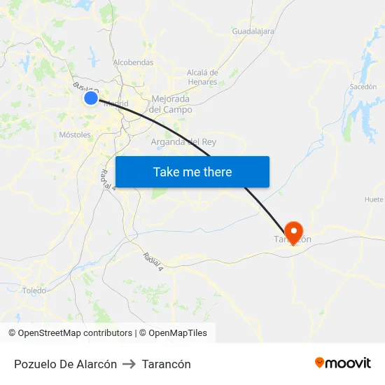 Pozuelo De Alarcón to Tarancón map